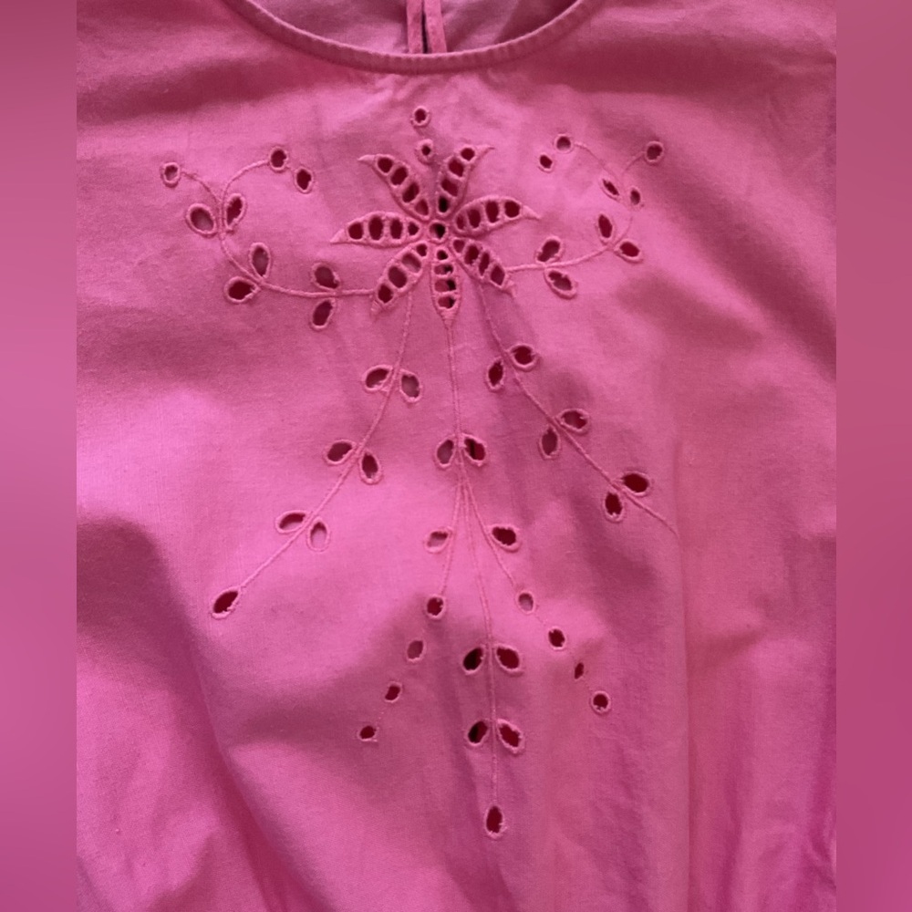 Happy X Nature Pink Jumpsuit Romper US XL 12 Linen Embroidered Cut Out - Picture 4 of 7
